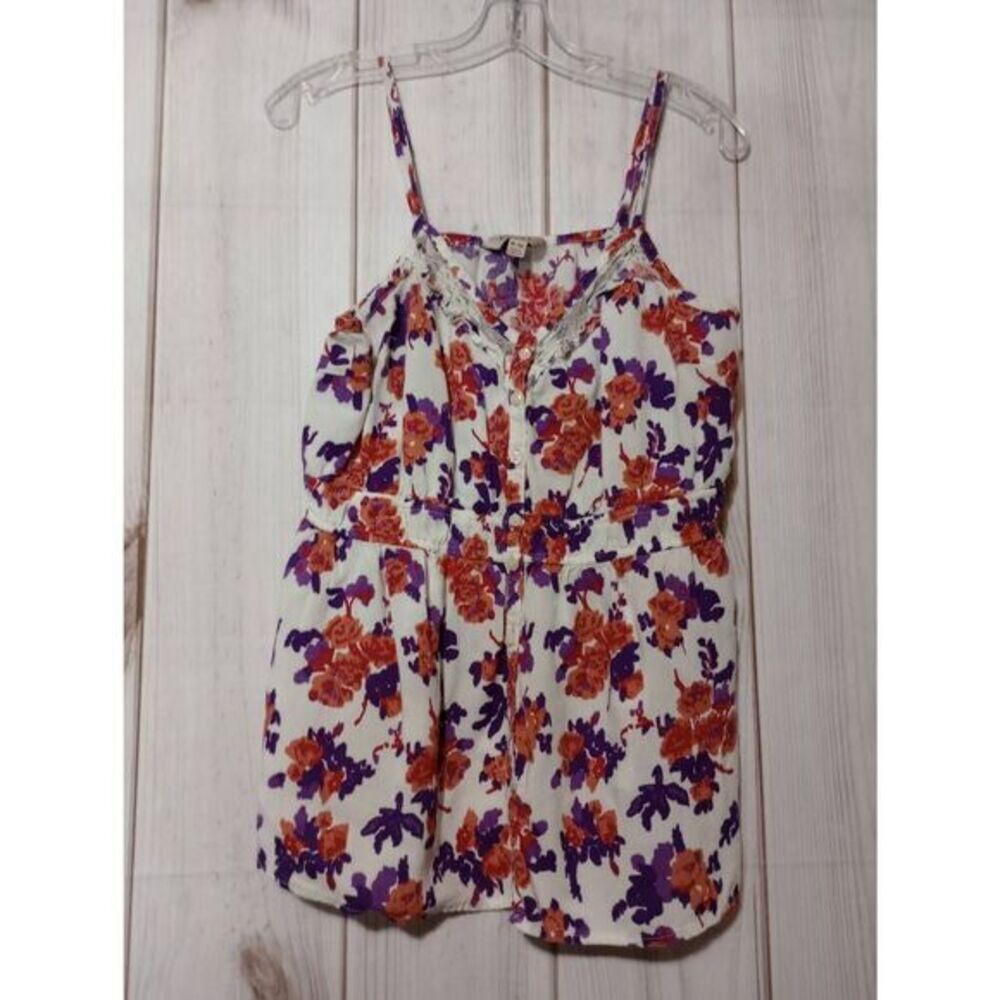 Decree Shirt Ladies Extra Large Purple Floral‎ Sleeveless